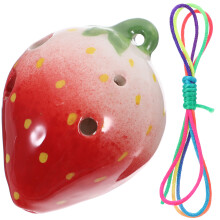 3Pcs Ceramic 6 Hole Ocarina Strawberry Shaped Wind Instrument For Beginners