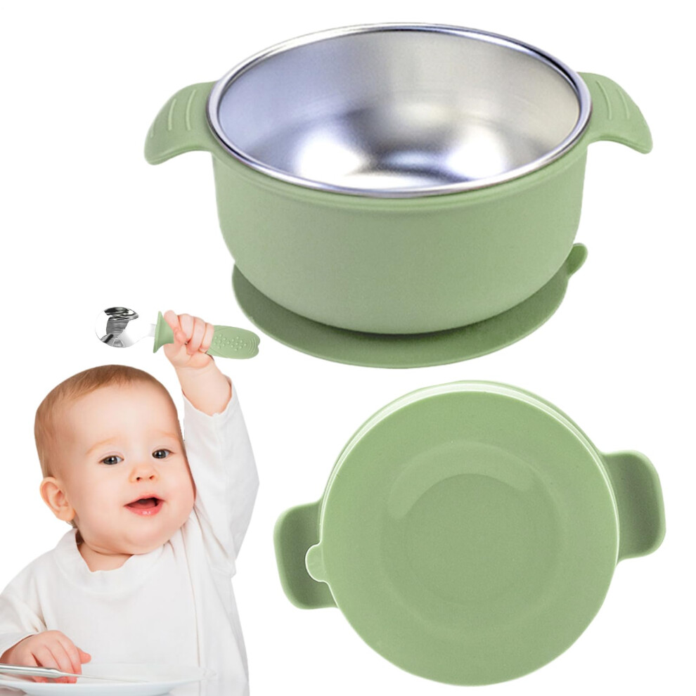 Baby Bowls with Suction Stainless Steel, Spill-Proof Snack Plates, Anti-Scald Food Containers for Led Weaning, Toddlers