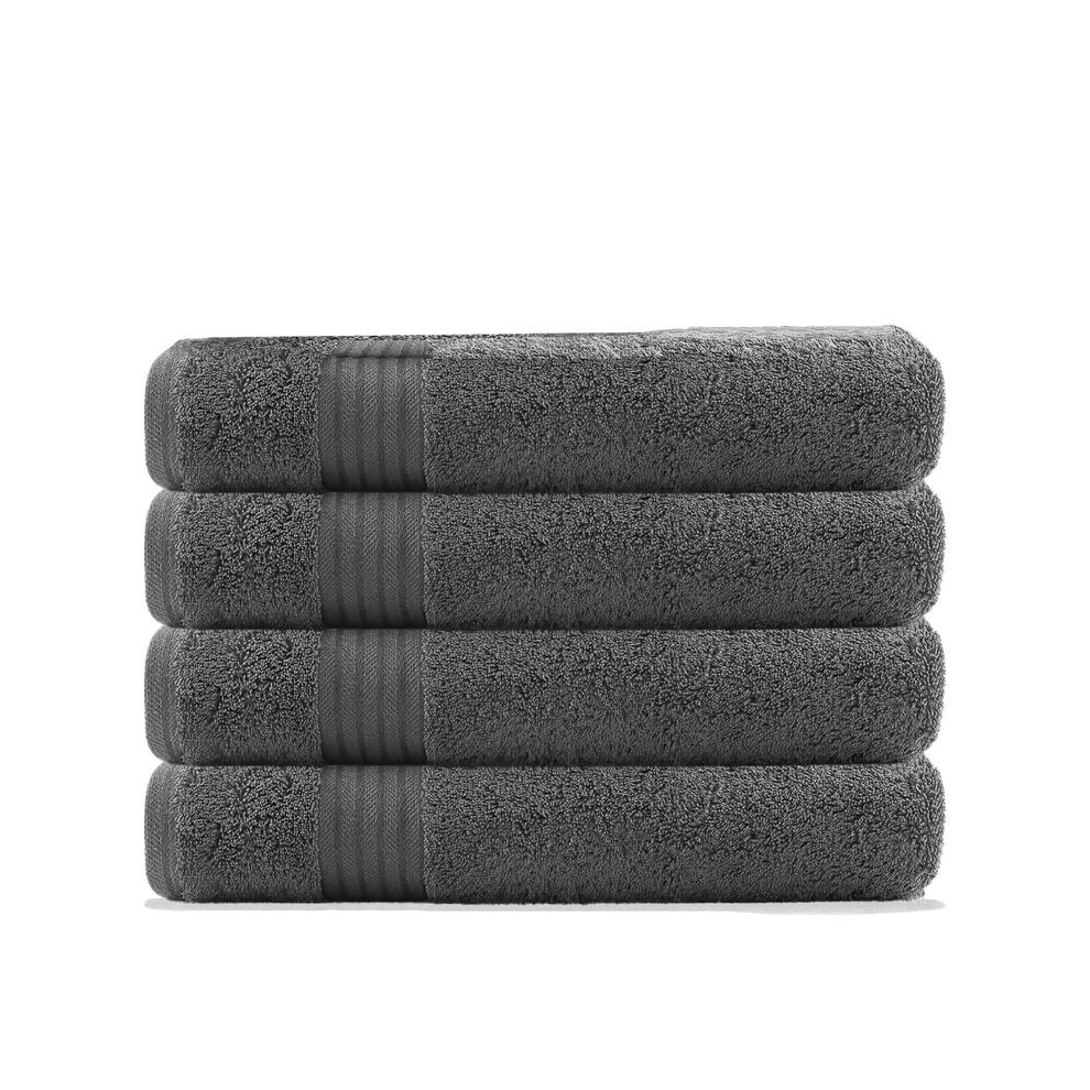 (Dark Grey) 4-Piece Bath Towel Set, 100% Cotton, Quick Absorption, Ring Spun, Royal Plain, Texture - Baths-image-OPC-PKYHV7B-NEW