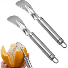 Orange Peeler Cutter, 2 Pieces Stainless Steel Orange Citrus Peelers, Orange Peeler Tool with Curved Handle Vegetable Fruit Tools Kitchen Gadget