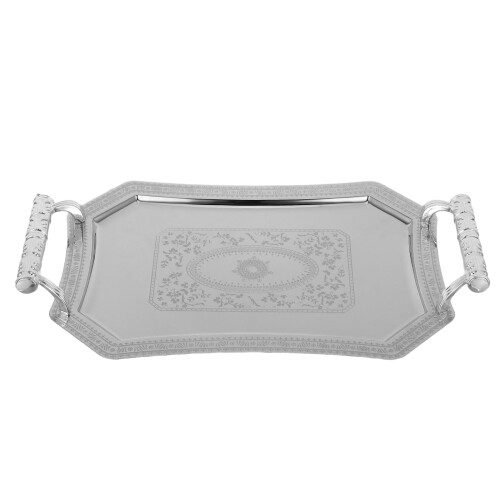 4Pcs Stainless Steel Rectangular Serving Platter With Handles 1