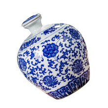 Porcelain Wine Jar Lids Blue And White Ceramic Sake Canister, Decorative Wine Holder, Ceramic Crafted