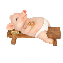 Niedliche rustikale Resin-Schweinfigur, 11x8x5cm Gartendekoration