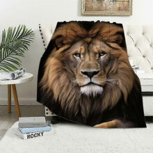 (60x50in 150x125cm)Lion Blankets for Adults Soft Flannel Throw Blanket All Season Warm Cozy Couch Bed TV Blanket-MPOI215  x