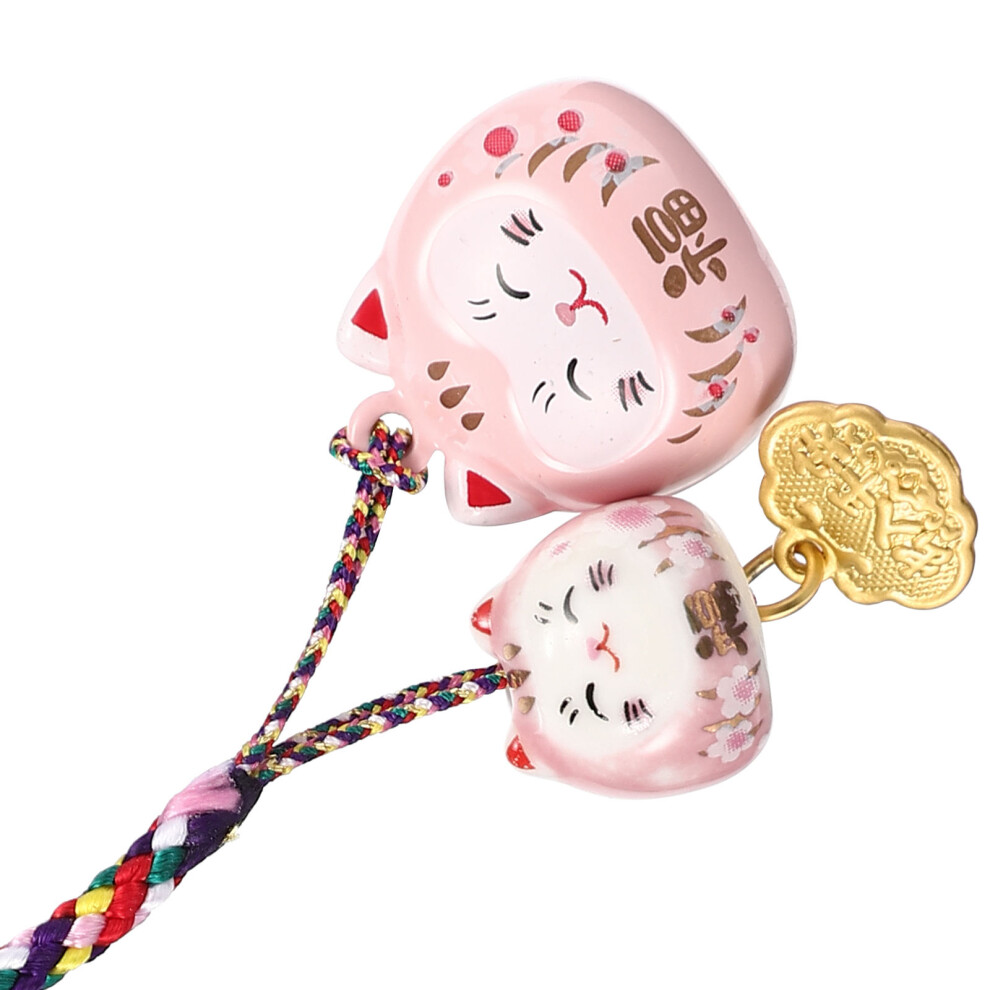 2Pcs Japanese Luck Cat Pendant For Bag Backpack Phone Decor 013333826711