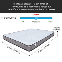 (KING 150 x 200cm) Good Nite Mattress Spring Mattress Memory Foam Mattress with Soft Fabric Fire Resistant 7 in Deep 4 Different Size