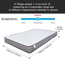 (SMALL DOUBLE 120 x 190cm) Good Nite Mattress Spring Mattress Memory Foam Mattress with Soft Fabric Fire Resistant 7 in Deep 4 Different Size