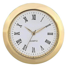 (Golden frame on whit)36mm Clock Insert Movement Round Clock Head Inlaid Time Display for Crafting Decorating p