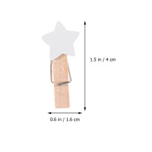 300 Pcs 3.5cm Wooden Clip Clamp Star Shape Memo Clip White