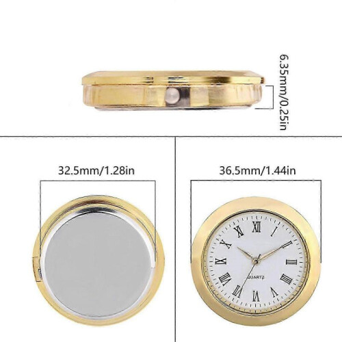 (Golden frame on whit) 36mm Clock Insert Movement Round Clock Head Inlaid Time Display for Crafting Decorating p 2