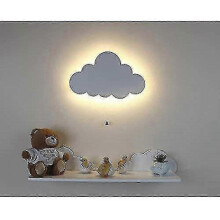 (cloud) White Wooden Night Light Wall Mounted Nursery Lighting e