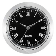 (Silver frame black b)36mm Clock Insert Movement Round Clock Head Inlaid Time Display for Crafting Decorating p