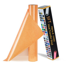RENLITONG Fluoreszierendes orangefarbenes Glitzer-HTV-Wrmetransfer-Vinylrollen  30,5 cm x 1,5 m zum Aufbgeln auf Vinyl fr T-Shirts und Silhouette
