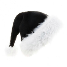 2 Pcs Black Santa Hat - Adults Deluxe Black And White Xmas Christmas Hat Pack