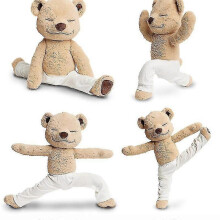 40cm Yoga Plush Doll Cute Brown Bear Soft Stuffed Doll Pillow Yoga Bear Plush Toys Doll for Baby Kids Plushies