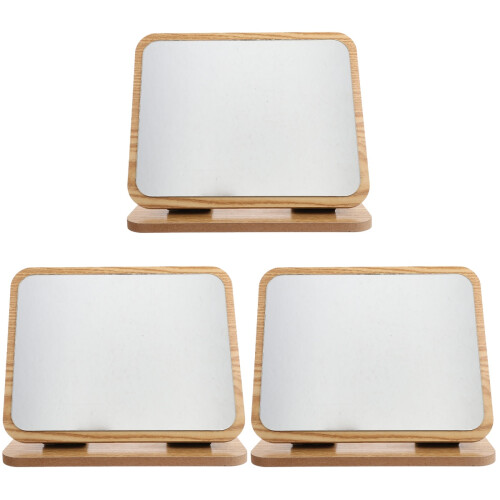 3Pcs Wooden Tabletop Cosmetic Mirror Desktop Foldable Makeup Mirror 1