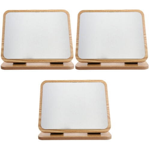 3Pcs Wooden Tabletop Cosmetic Mirror Desktop Foldable Makeup Mirror 2