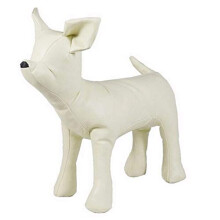Leather Dog Mannequins Standing Position White Size S For Shop Display Dog Model
