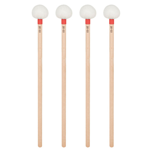4Pcs Professional Timpani Mallets With White Felt And Wooden Handle