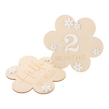 4 Pcs Baby Announcement Sign Newborn Photo Milestone Flower Set Wood
