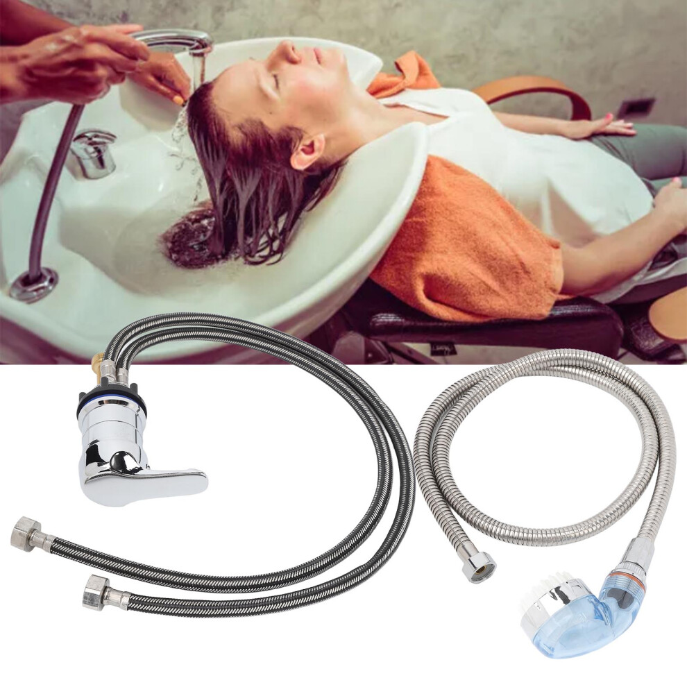 Shampoo Bed Faucet Kit with 70cm Pipe, 120cm Hose, Blue Sprayer