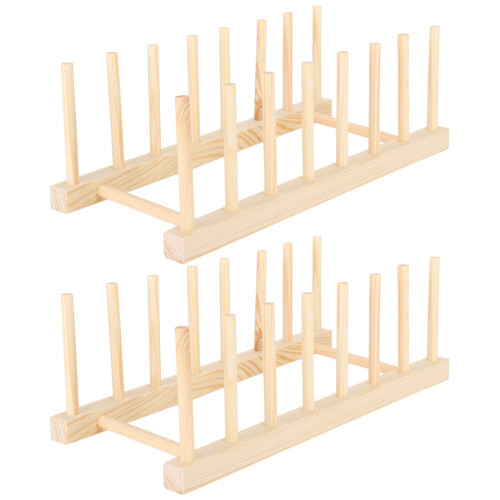 2 Set Gericht Lagerung Rack Holz Küche Utensil