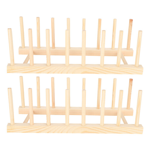 2 Set Gericht Lagerung Rack Holz Küche Utensil 1