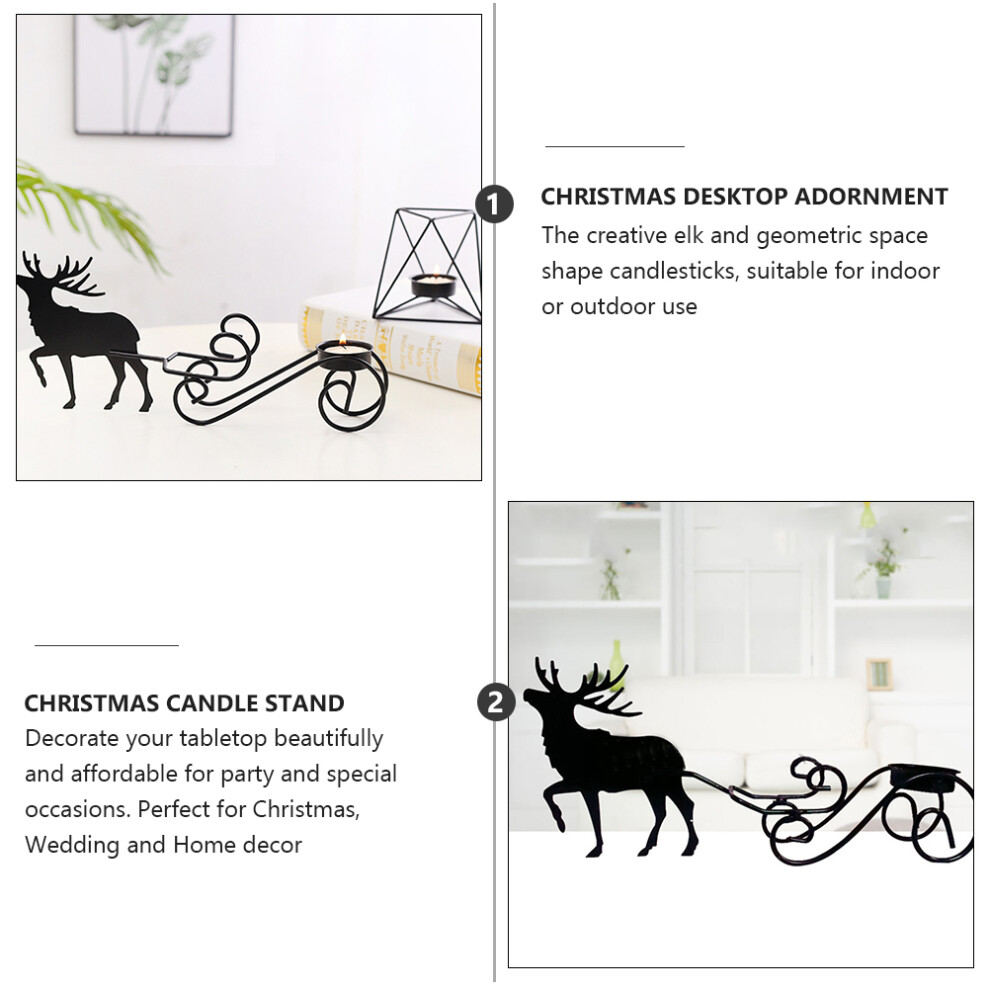 4 Pcs Christmas Retro Elk Geometric Candle Holders For Home-image-OPC-PKYJGHF-NEW