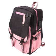 Legerer Reise-Rucksack mit USB-Anschluss & Kopfhöreröffnung, 20L, Schwarz/Pink