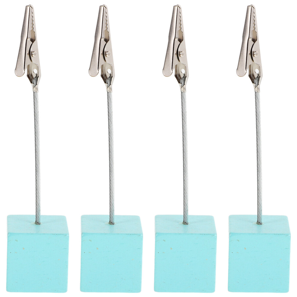 12 Pcs Cube Base Memo Clip Holder With Clip Wood Base-image-OPC-PKYJMMP-NEW