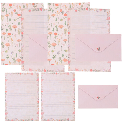 10Sets Thick Pink Letter Paper Envelope Set Practical Writing Paper
