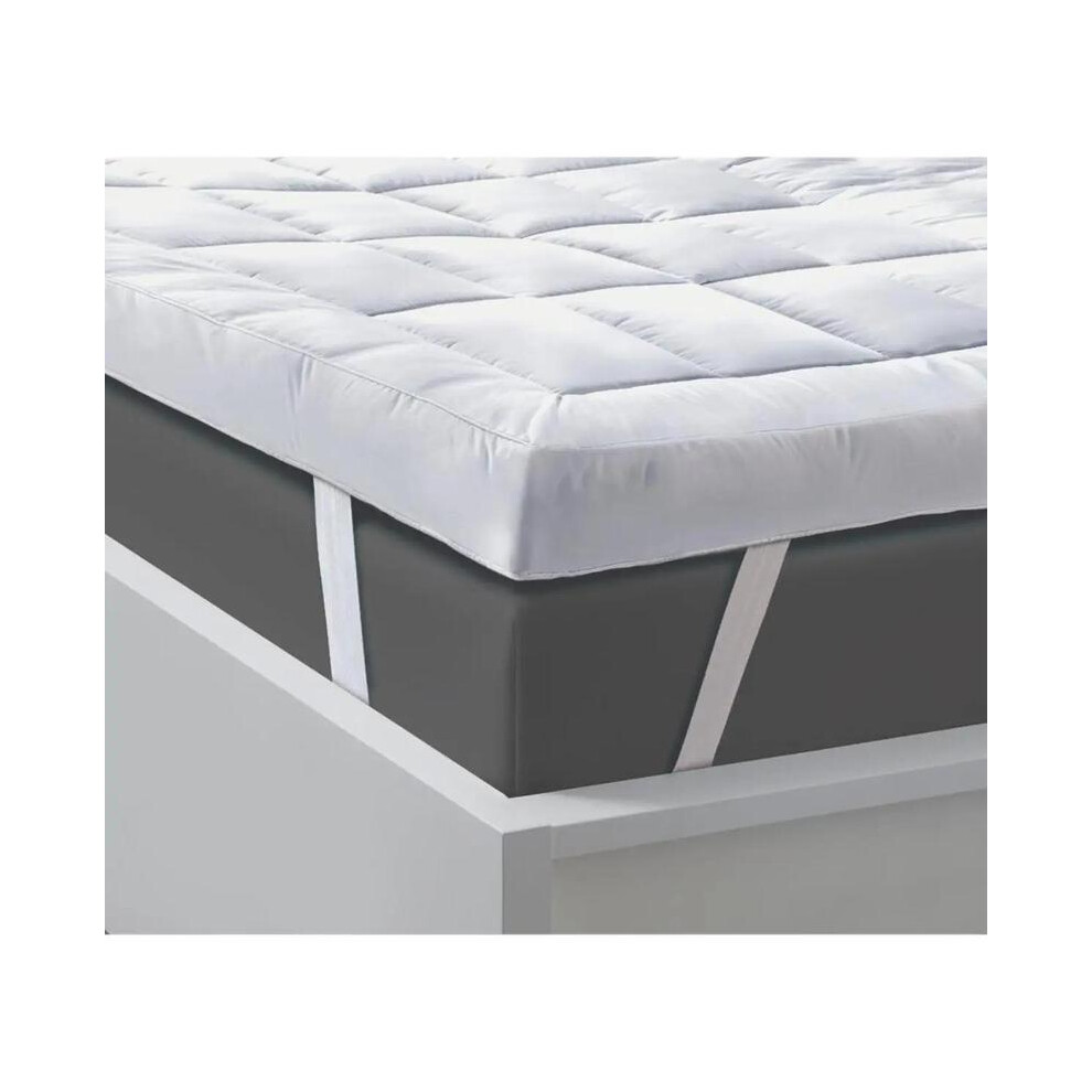(WHITE, king) 10cm Luxury Hotel-Quality Microfiber Mattress Topper - Super Soft, Plush, Washable, All UK Sizes, 4 Corner Straps mattresstopper uk-image-OPC-PKYJN72-NEW