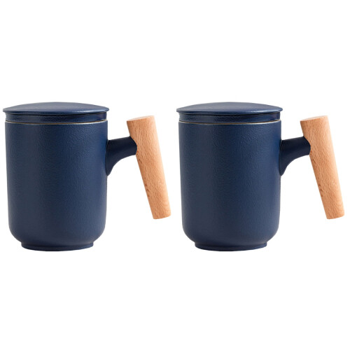 2 Sets Wooden Handle Tea Infuser Bottle With Water Separation 1