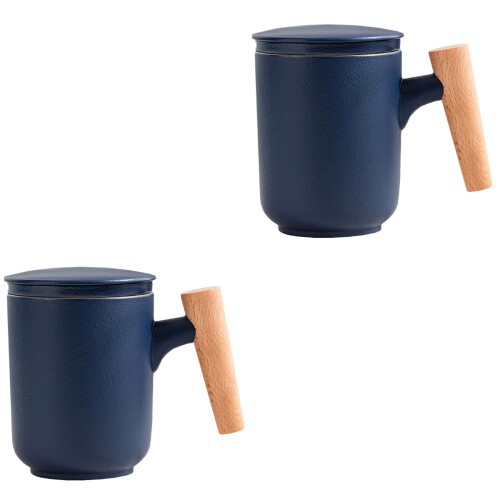 2 Sets Wooden Handle Tea Infuser Bottle With Water Separation 2