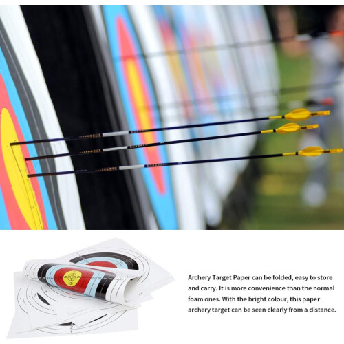 Archery Target Paper 20 Pack Replaceable Full Ring Target For Archery Practice Training 2