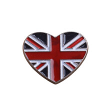 3Pcs England Flag Brooch Heart Shape Alloy Pin For Suit Shirt