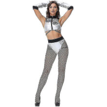 (With socks) Women's Shiny Sparkle Astronaut Costume Cosplay Bodysuit Space Suit