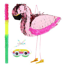 2 Sets Flamingo Piñata Tropical Party Supplies With Blindfold Stick