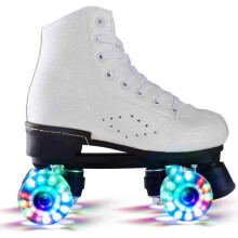 LED Skates Quad 4 Model, Size 43, Light Up Wheels, Classic Artistic Style, Beginner Friendly, Girls and Boys