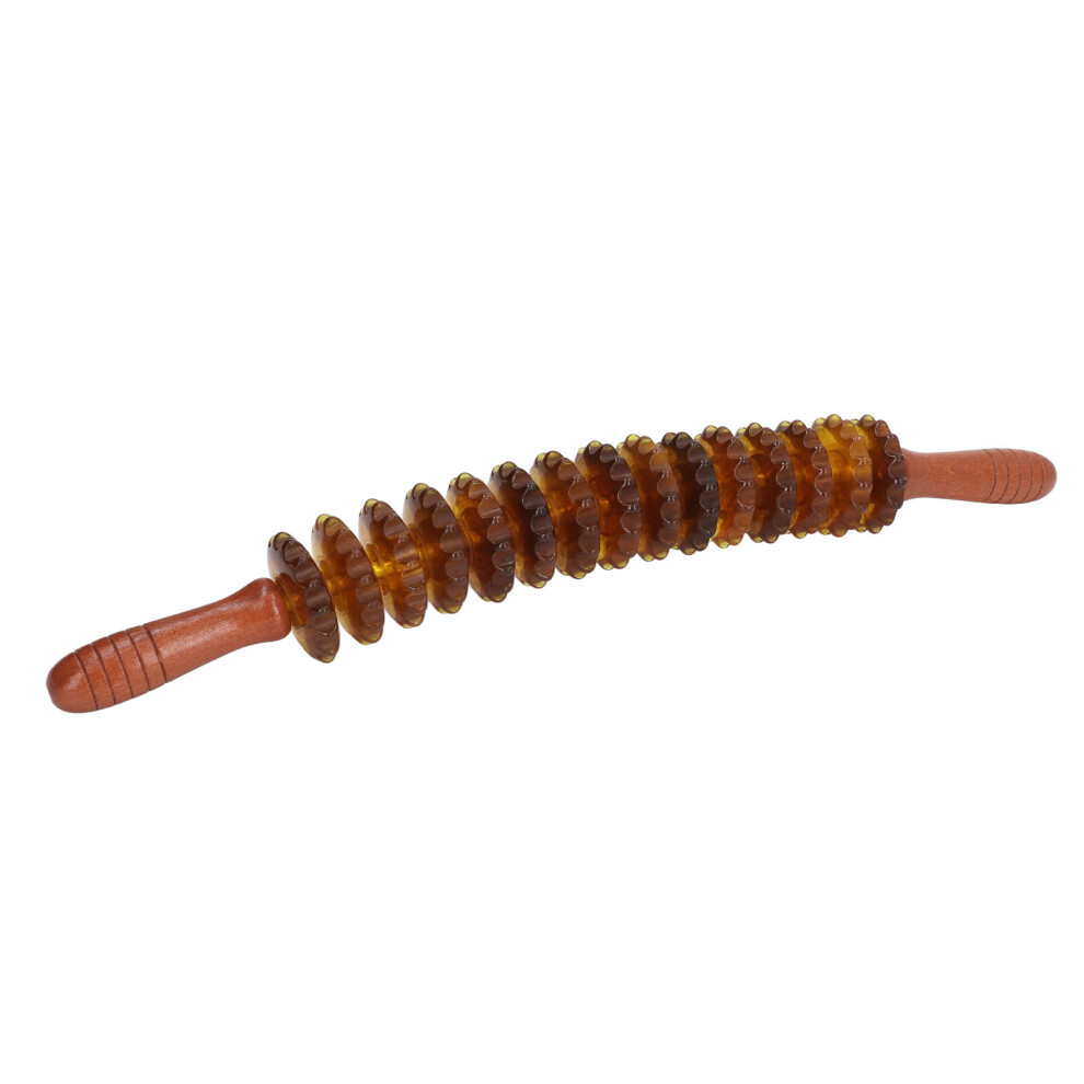 Handheld 15-Roller Trigger Point Massage Stick, Fascia & Cellulite Relief Brown