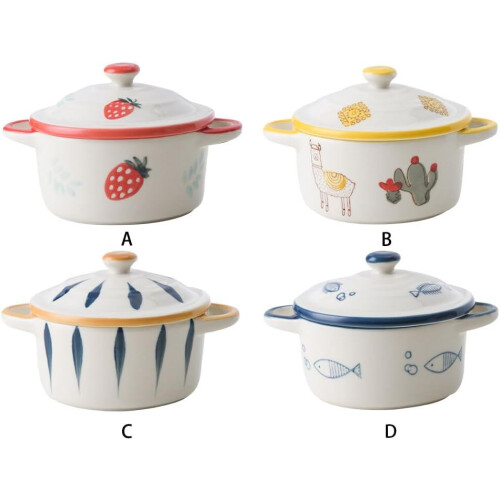 Ceramic Souffle Baking Bowls With Lid Fine Workmanship Safe For Ceramic Surfaces 2
