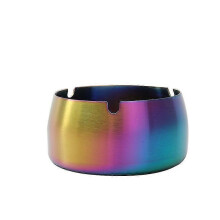 (colorful) Stainless Steel Round Thickened Anti-fall High Temperature Resistant Ashtray (color) (q)