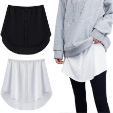(M) 2 Pcs Shirt Extender For Women Adjustable Layering Fake Top Lower Sweep Shirt Half Length Skirt