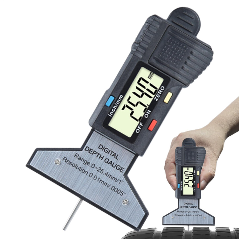 Tread Depth Gauge Digital 0-25.4Mm Range 0.01Mm Resolution Handheld Lcd Display Wear Checker For Truckers And Motorbikes 9016109258670
