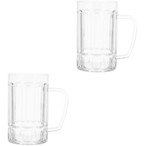 2Pcs 540Ml Transparent Beer Mug With Handle Anti-Fall Handgrip 2