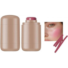 (Color 02) Pocket Blush Stick, Multipurpose Long Lasting Smooth Blush Stick, 3-In-1 Buildable Natural Matte Blush Stick for Cheeks, Eyes, and Lips