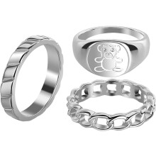 6 Pcs Bear Rings Cartoon Aesthetic Jewelry For Women Teen Girls
