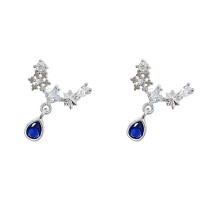 2 Pairs Stud Earrings Teardrop Zircon Simple Jewelry For Women
