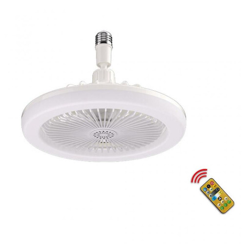 (White) Ceiling Fan Light Enclosed Low Profile Fan Ceiling Light Dimmable for Bedroom