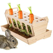 Hay Rack Wooden Feeder Rack Large Capacity Bunny Hay Feeder Feeding Station For Rabbits Guinea Pigs Chinchilla Hamster